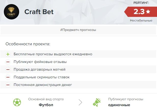 Craft Bet Договорные матчи проект