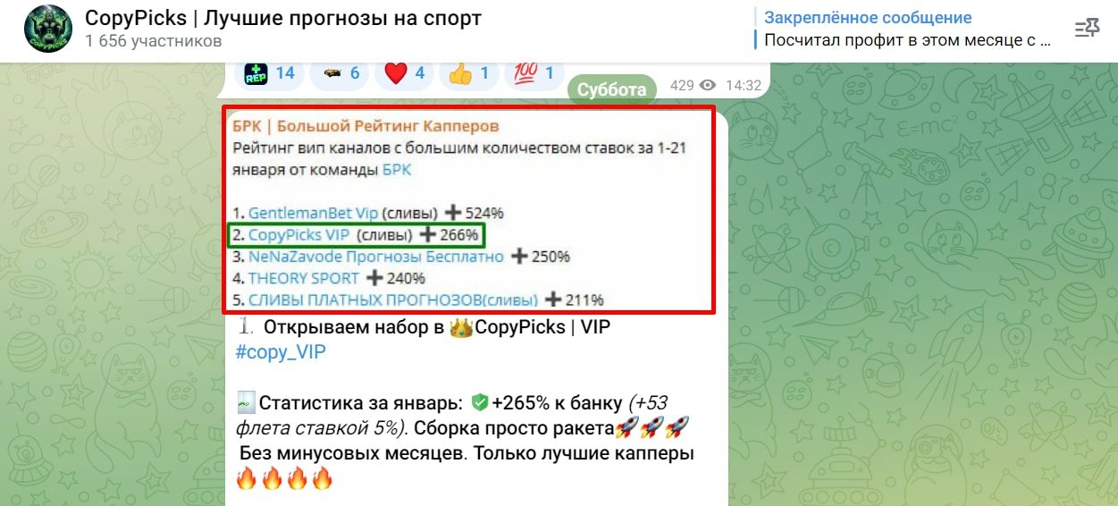 Copy picks телеграм пост