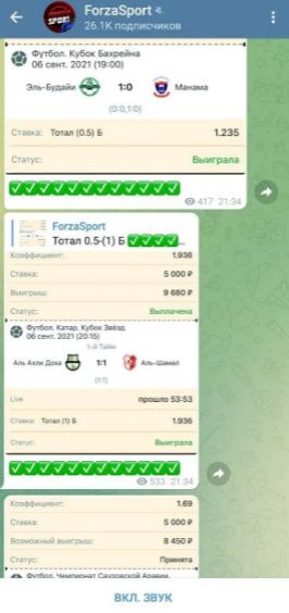 FORZASPORT Telegram - ставки на спорт