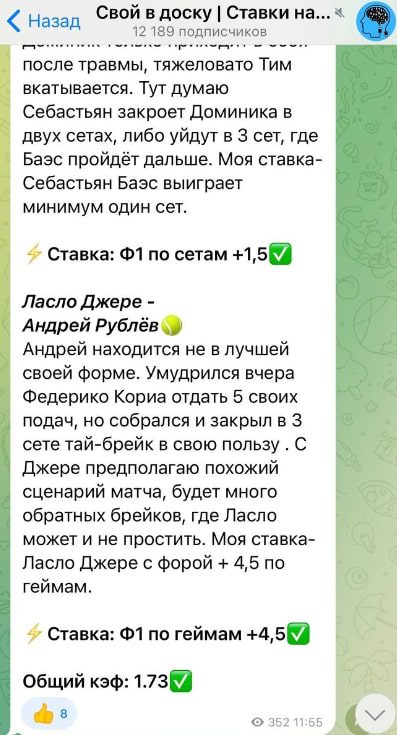 Статистика каппера Свой в доску