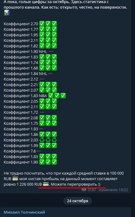 Телеграм капер Михаил Толчинский - статистика