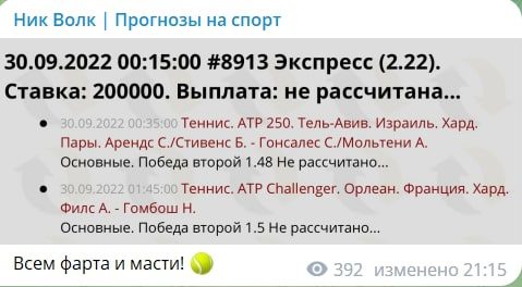 Ник Волк Прогнозы на спорт