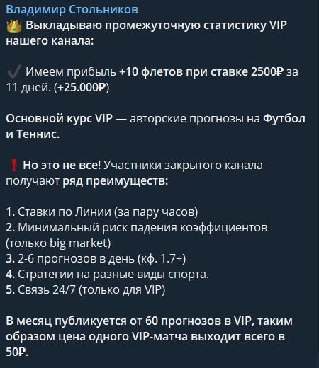 Вип канал Владимир Стольников